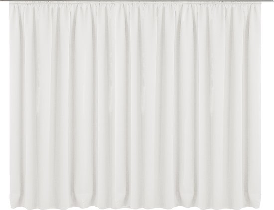 JEMIDI Kant-en-klaar blikdicht gordijn - Gordijn met plooiband 245 x 300 cm - Voor op gordijnrail - Wit