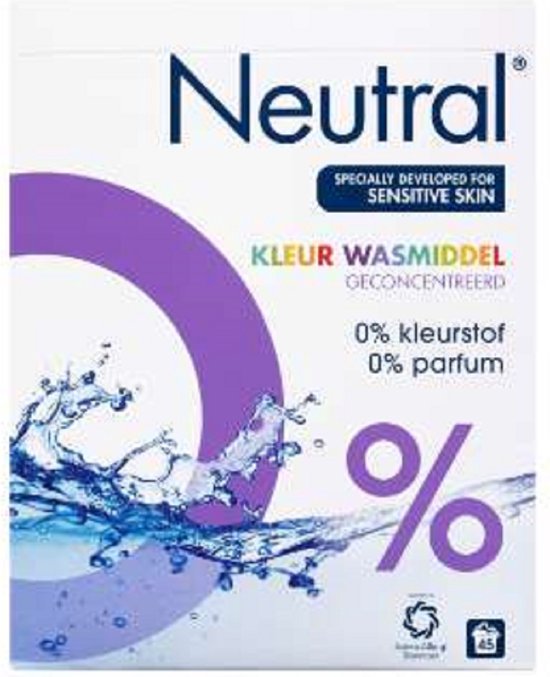 Neutral 0% Parfumvrij Waspoeder - 1 x Wit 45 Wasbeurten + 1 x Kleur 45 Wasbeurten
