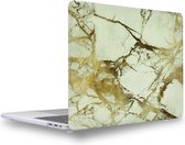 MacBook Pro Hardcover - 13 Inch Case - Hardcase Shock Proof Hoes A1706/A1708/A1989/A2251/A2289/A2338 2020/2021 (M1) Cover - Marmer White/Gold