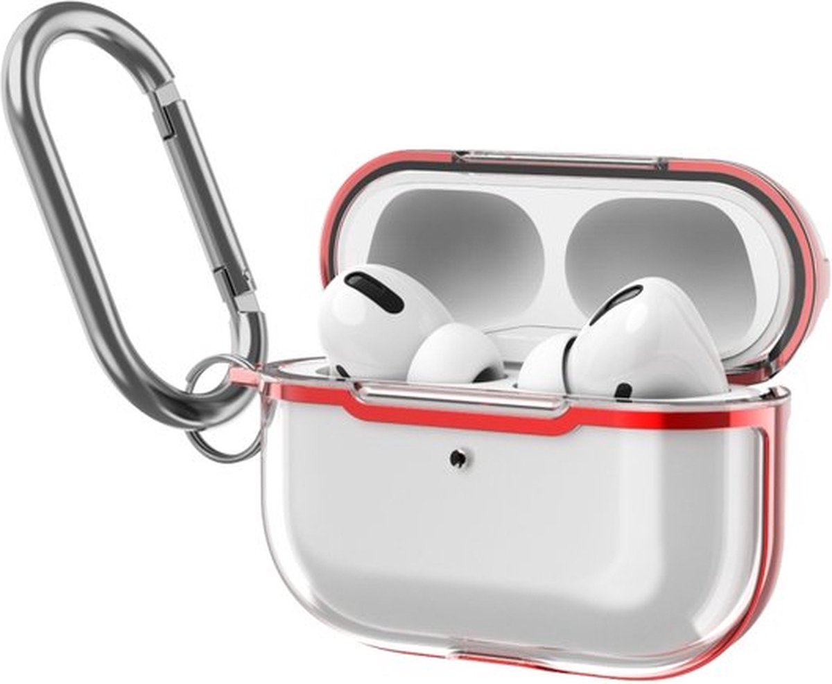 AirPods hoesjes van By Qubix AirPods Pro - AirPods Pro 2 hoesje - TPU - Split series - Transparant - Rood Airpods Pro Case Hoesje voor Airpods pro