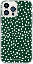 iPhone 13 Pro hoesje TPU Soft Case - Back Cover - POLKA / Stipjes / Stippen / Donker Groen