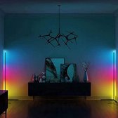 LED Vloerlamp - Moderne Hoeklamp - Smart Slimme WiFi LED - Besty Floran - RGB - Dimbaar - Afstandsbediening - Mat Zwart - BES LED
