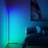 LED Vloerlamp - Moderne Hoeklamp - Smart Slimme WiFi LED - Besty Floran - RGB - Dimbaar - Afstandsbediening - Mat Zwart