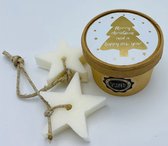 Zeep aan koord-soap in a bowl-  hartvormige zeep in cadeaudoosje-cotton-kerst-merry christmas