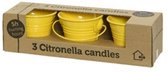 Decoris Citronella kaarsen - in zink potje - set 3x - geel - 5 branduren