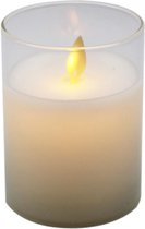 LED kaars/stompkaars wit in glas 10 cm flakkerend - Kerst diner tafeldecoratie - Home deco kaarsen