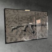 Luxe Plexiglas Schilderij AK47 x Louis Dollar | 120x80 | Slaapkamer | Woonkamer |  LV | Dollar | Design | Art | Modern Art | Glass Art.