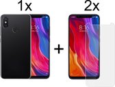 Xiaomi Mi 8 hoesje siliconen case transparant - 2x Xiaomi Mi 8 screenprotector