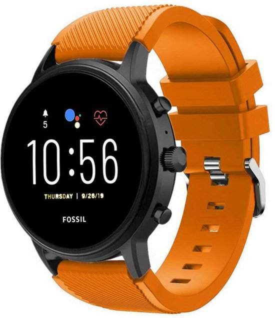 Strap-it Siliconen swartwatch bandje - geschikt voor Fossil Gen 5 / Fossil Gen 5e 44mm / Fossil Gen 6 44mm - oranje