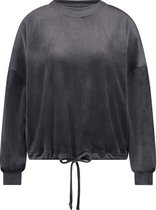 Hunkemöller Dames Nachtmode Top Velours lange mouwen  - Grijs - maat 2XL