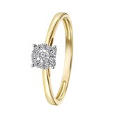 Lucardi Dames Ring met diamant 0,08ct - Ring - Cadeau - 18 Karaat Goud - Geelgoud