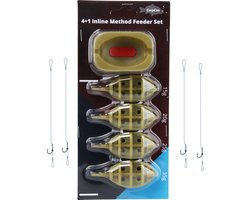 4+1 Inline Method Feeder Set Basic met onderlijntjes! | 9-delig | Ready-To-Fish