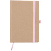 Notitieboek met elastiek en penloop - bruin - roze