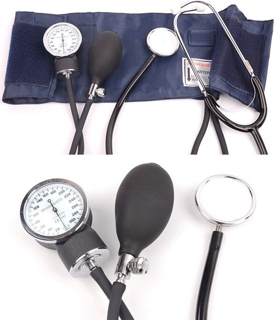 leugenaar Zeker ontwerper Handmatige bloeddrukmeter bovenarm met stethoscoop in zwart etui | bol.com