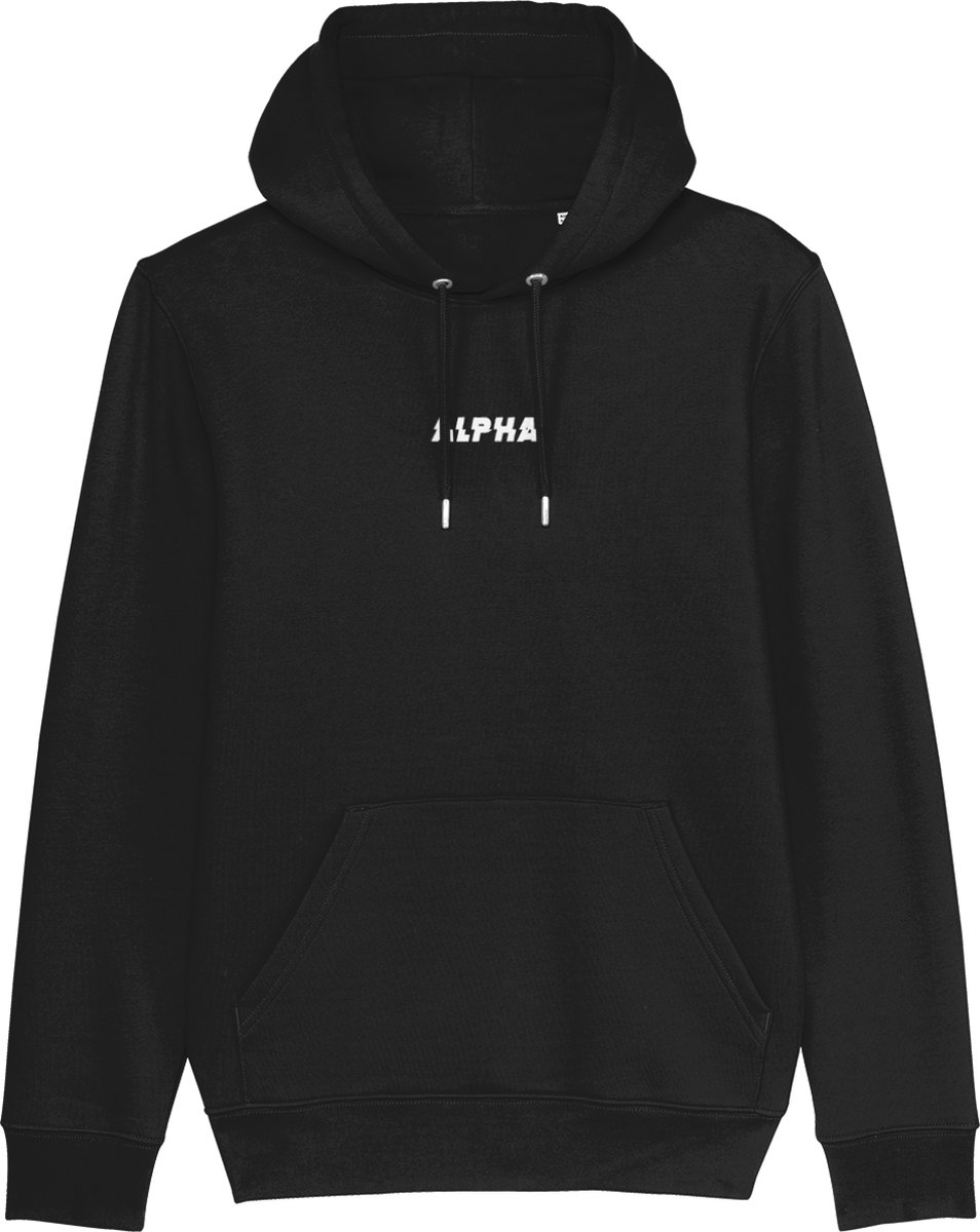 Hoodie heren - Alpha distorted - Wurban Wear | Streetwear | Premium fit | Heren trui | Sweater | Zwart