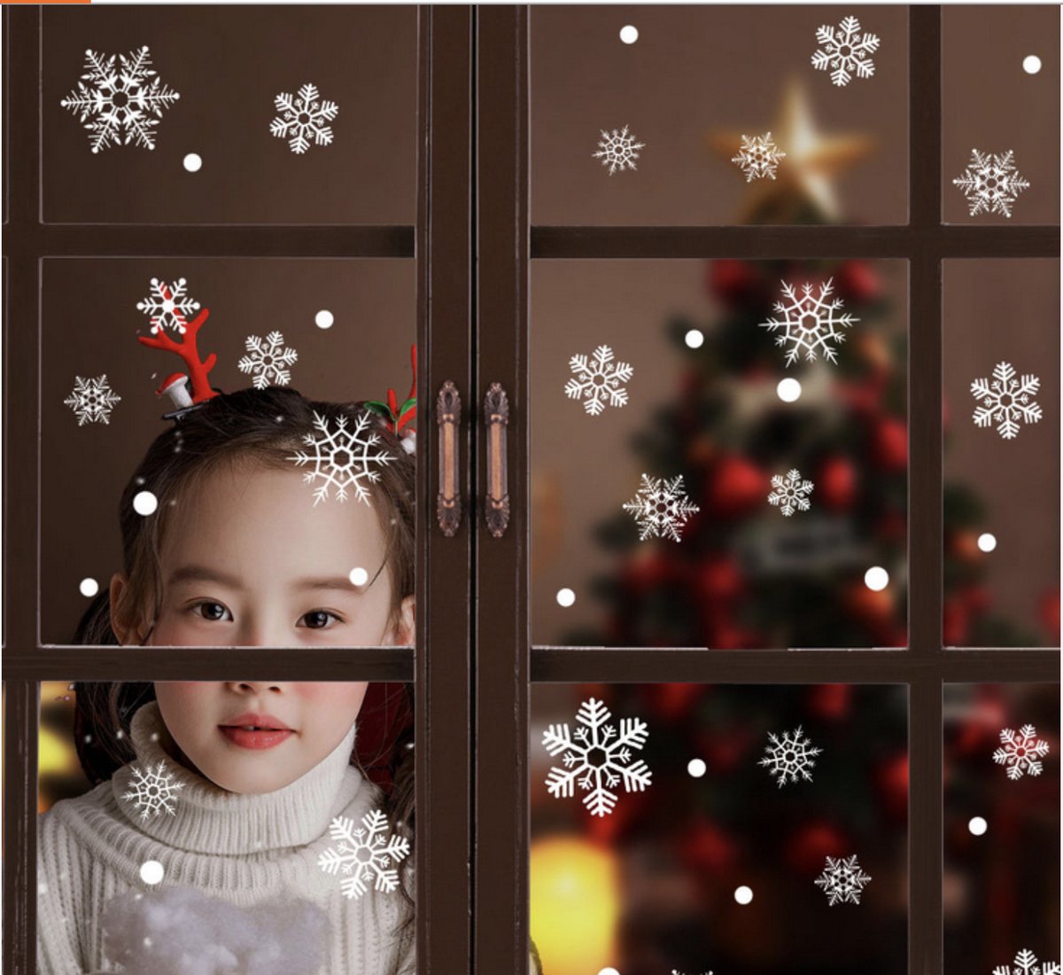 Étoile de Noël paillettes Fenêtre Autocollants Réutilisables blanche S'accroche Décoration XMA170
