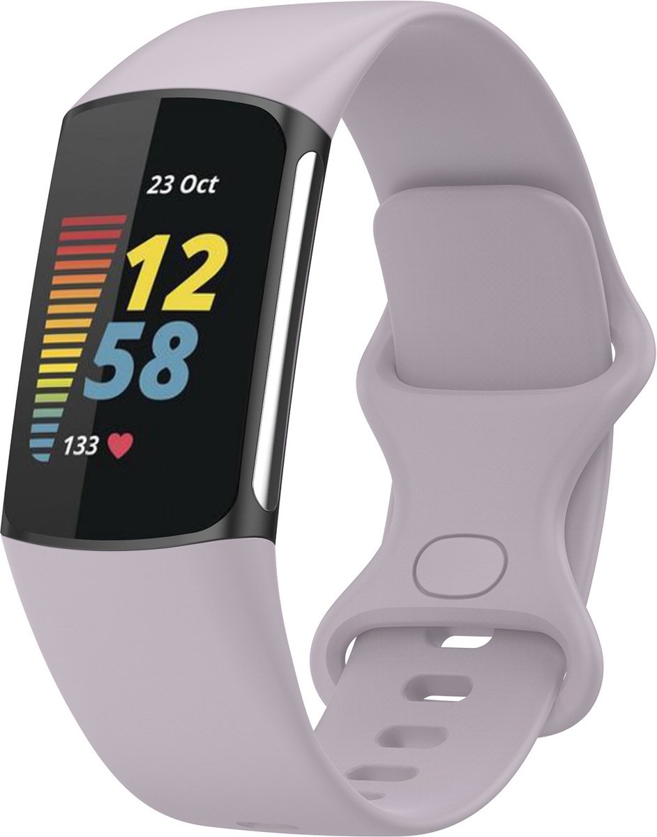 KELERINO. Siliconen bandje geschikt voor Fitbit Charge 5 - Lavendel - Small