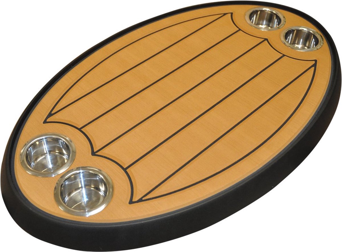 Hollex zwart Tafelblad met lichtbruine Inleg en 4 Bekerhouders