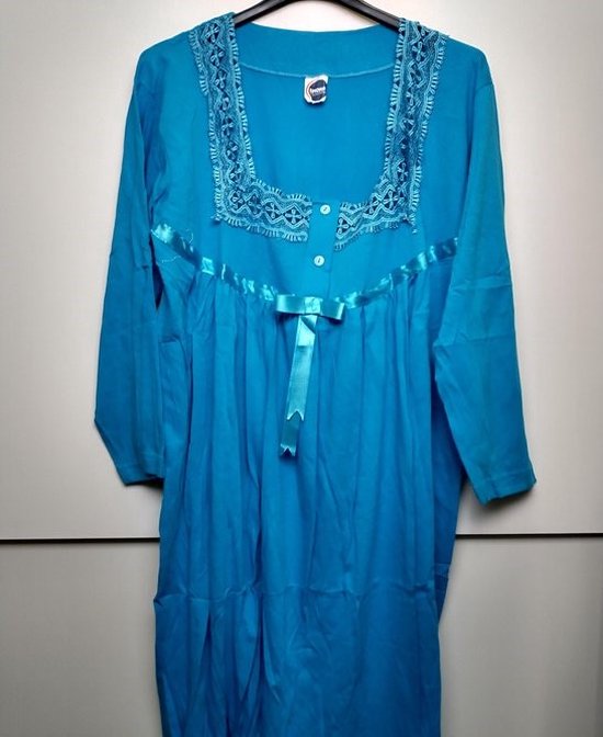 Nachthemd dames Nienke lange mouwen blauw L/XL | bol.com