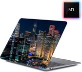 Laptophoes - Geschikt voor MacBook Air 13 inch Hoes - Case voor Air 2018-2021 (M1, A1932 t/m A2337) - Nacht Stad