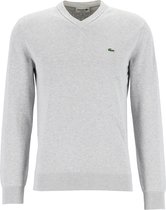 Lacoste trui katoen V-hals - gebreide heren trui - lichtgrijs melange -  Maat: XL