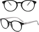 LEESBRIL KLASSIEK ZWART  +2.00 - Dames - Heren - Leesbrillen - ovaal - Lees bril - Leesbril met sterkte