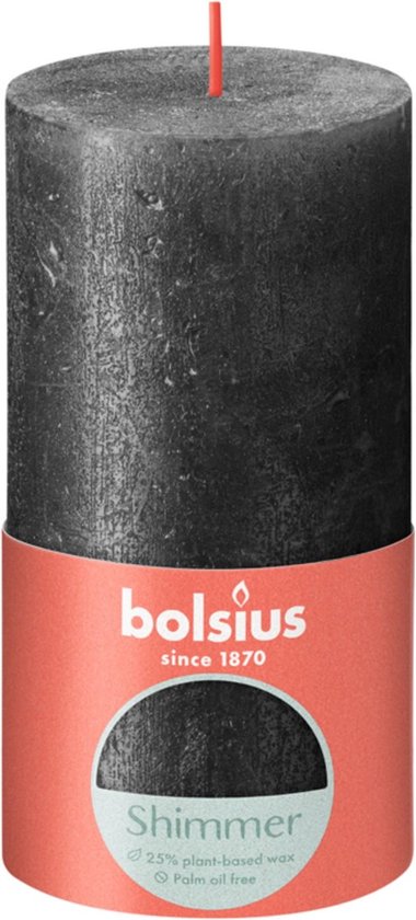 Bolsius Rustiek stompkaars 130/68 Shimmer Anthracite