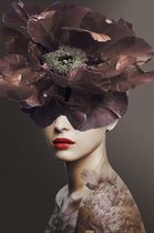 80 x 120 cm - Glasschilderij - Flower girl - schilderij fotokunst - foto print op glas