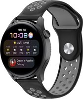 Siliconen Smartwatch bandje - Geschikt voor  Huawei Watch 3 - Pro sport band - zwart/grijs - Strap-it Horlogeband / Polsband / Armband