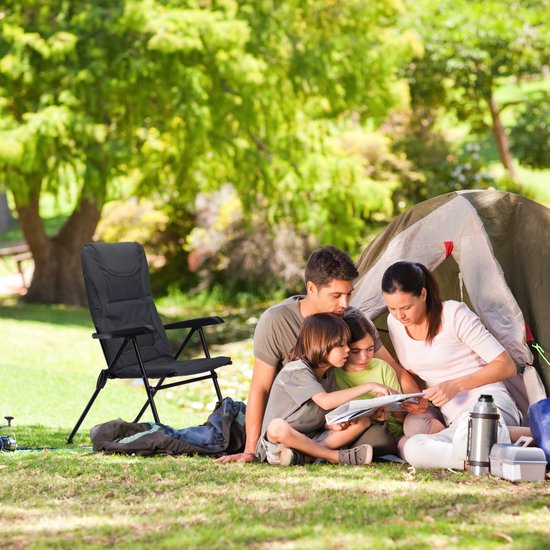 gepolsterde campingstoel - verstelbaar - 107 x 60 x 68 cm - comfortabele tuinstoel - 2 niveaus - grijs van Merkloos — afbeelding 2