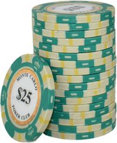 Monte Carlo High Class Poker Chips 25 groen (25 stuks) - pokerchips - pokerfiches - poker fiches - clay chips - pokerspel - pokerset - poker set