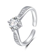 Yolora Elegance Dames Ring met Kalpa Camaka kristallen - 18K Witgoud verguld - Zilverkleurige Verstelbare Multimaat Ring – Vrouwen Ringen – Zilveren Sieraad - Accessoires – Sieraden