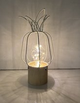 Impuls - Ananas lamp van metaaldraad met LED - wit - 11x11x25 cm