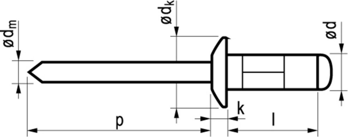 Masterfix blindklinknagel 4.0x10mm - platbolkop (Per 500 stuks)