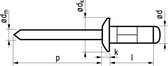 Masterfix blindklinknagel 4.0x10mm - platbolkop (Per 500 stuks)