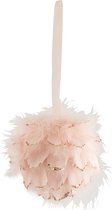 J-Line Bal Hangend Veren Glitter Licht Roze Small Set van 6 Stuks