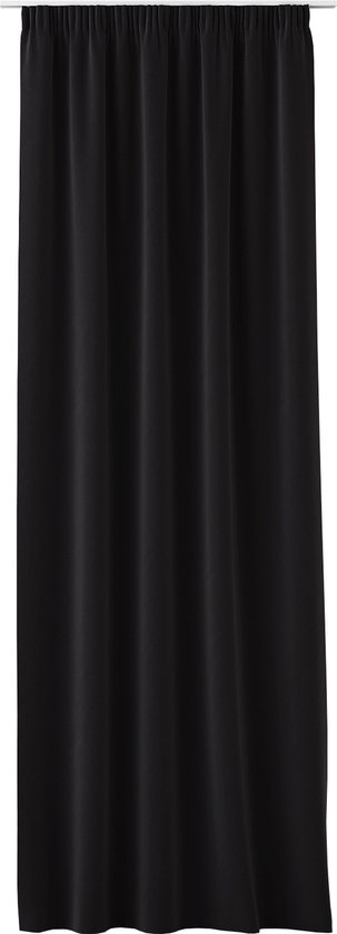 JEMIDI Kant-en-klaar blikdicht gordijn - Gordijn met plooiband 140 x 250 cm - Passend voor op gordijnen rail - Zwart