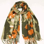Lange Warme Dames Sjaal - Bloemenprint - Groen - 180 x 70 cm (4#)