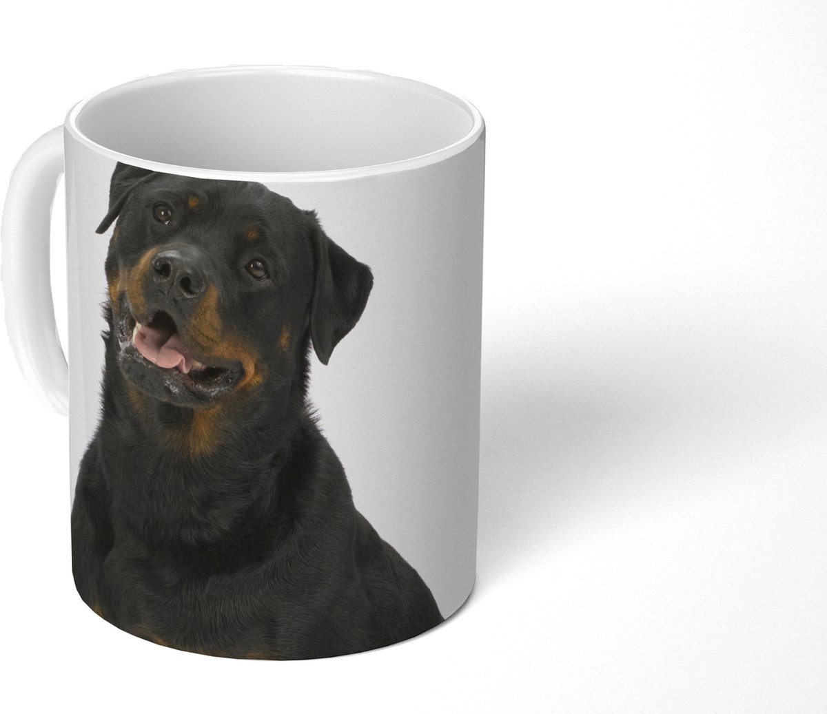 Mok - Koffiemok - Rottweiler op een witte achtergrond - Mokken - 350 ML - Beker - Koffiemokken - Theemok
