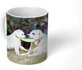 Mok - Hond met zijn pup en een frisbee - 350 ML - Beker