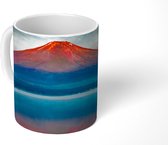 Mok - De Fuji verlicht door de ochtendzon in het Aziatische Japan - 350 ML - Beker
