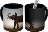 Magische Mok - Foto op Warmte Mok - een olifant met een kleurrijke zonsondergang - 350 ML