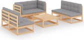 Decoways - 7-delige Loungeset met kussens massief grenenhout