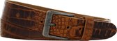 Leren Riem Krokoprint | 4cm breed | Riemmaat: 95cm | 100% echt leer | Kleur: cognac | Nikkelvrije gesp