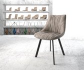 Gestoffeerde-stoel Elda-flex 4-Fuß oval zwart taupe vintage