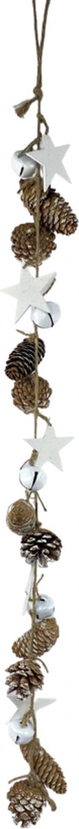 Kerst decoratie slinger - Garland Pinecone star | 75 cm | Extra lange kerst slinger van natuurlijke materialen | Wit