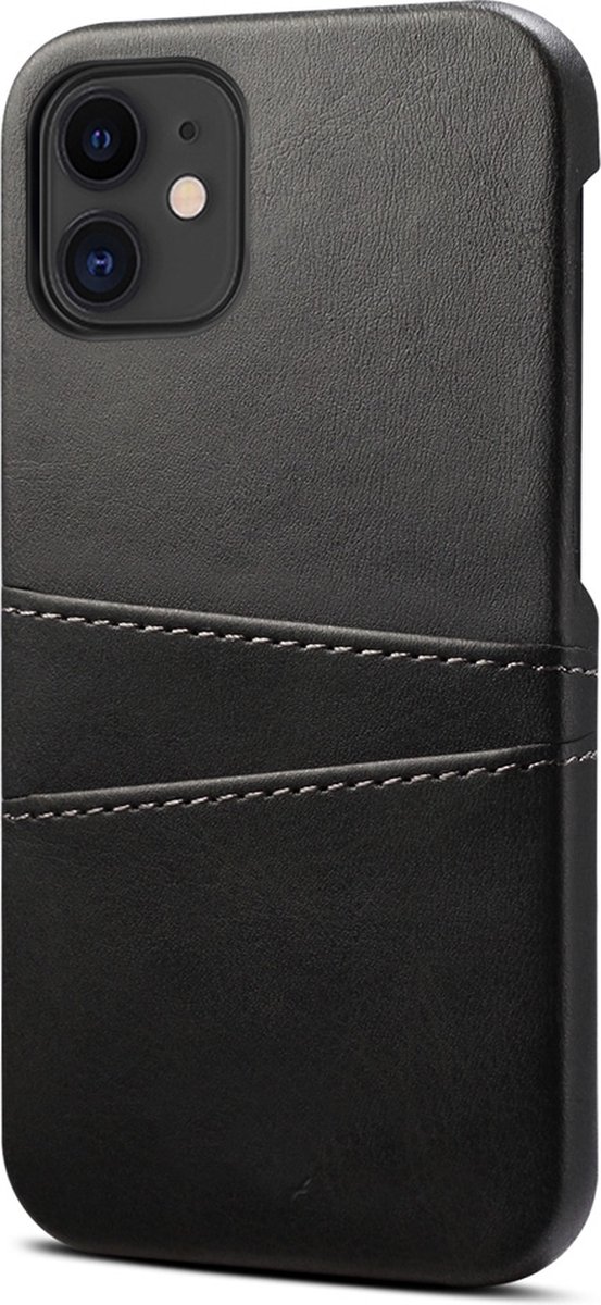 Mobiq - Leather Snap On Wallet iPhone 12 Mini Hoesje - Zwart