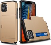 iPhone 13 Pro Hoesje met Pasjeshouder - Shockproof telefoonhoesje voor 2 pasjes - Mobiq Hybrid Card Case iPhone 13 Pro goud - Geschikt voor iPhone 13 Pro
