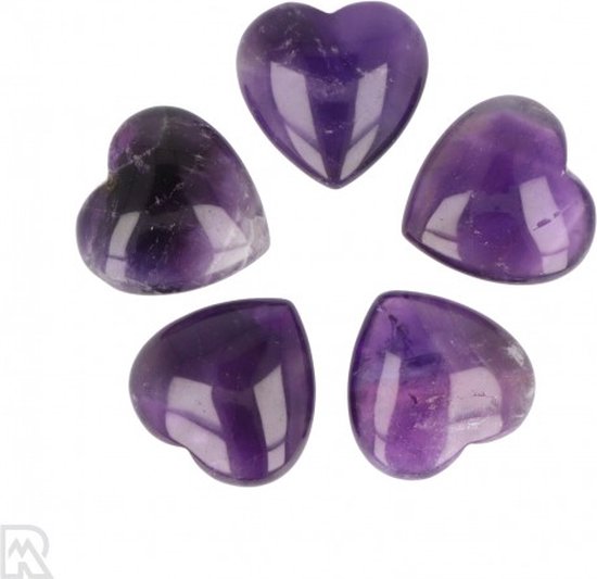 Knuffelsteen Hart - Amethist - edelsteen 3 cm - per stuk