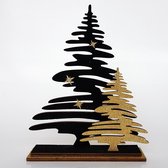 Kerstboom - Zwart / goud - 16 x 4,5 x 21 cm hoog.